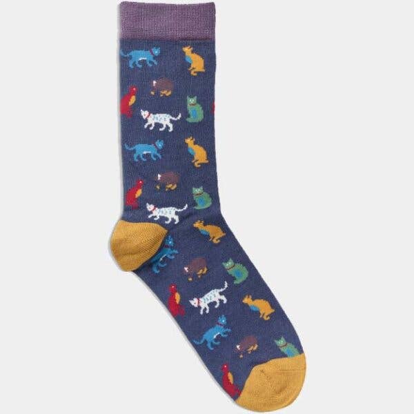 Strømper - cats navy (str. 37-40)
