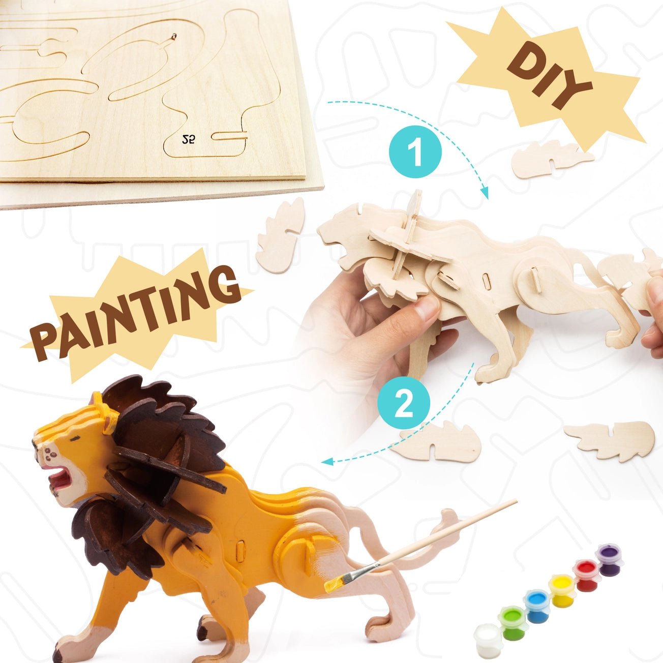 3D wooden puzzle, Lion