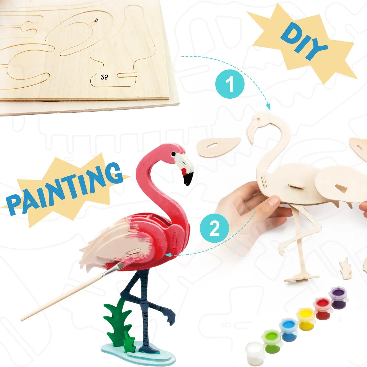3D wooden puzzle, Flamingo