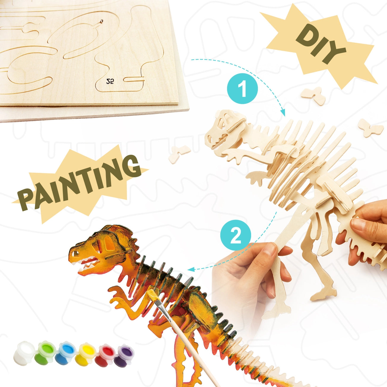 3D wooden puzzle, T-Rex