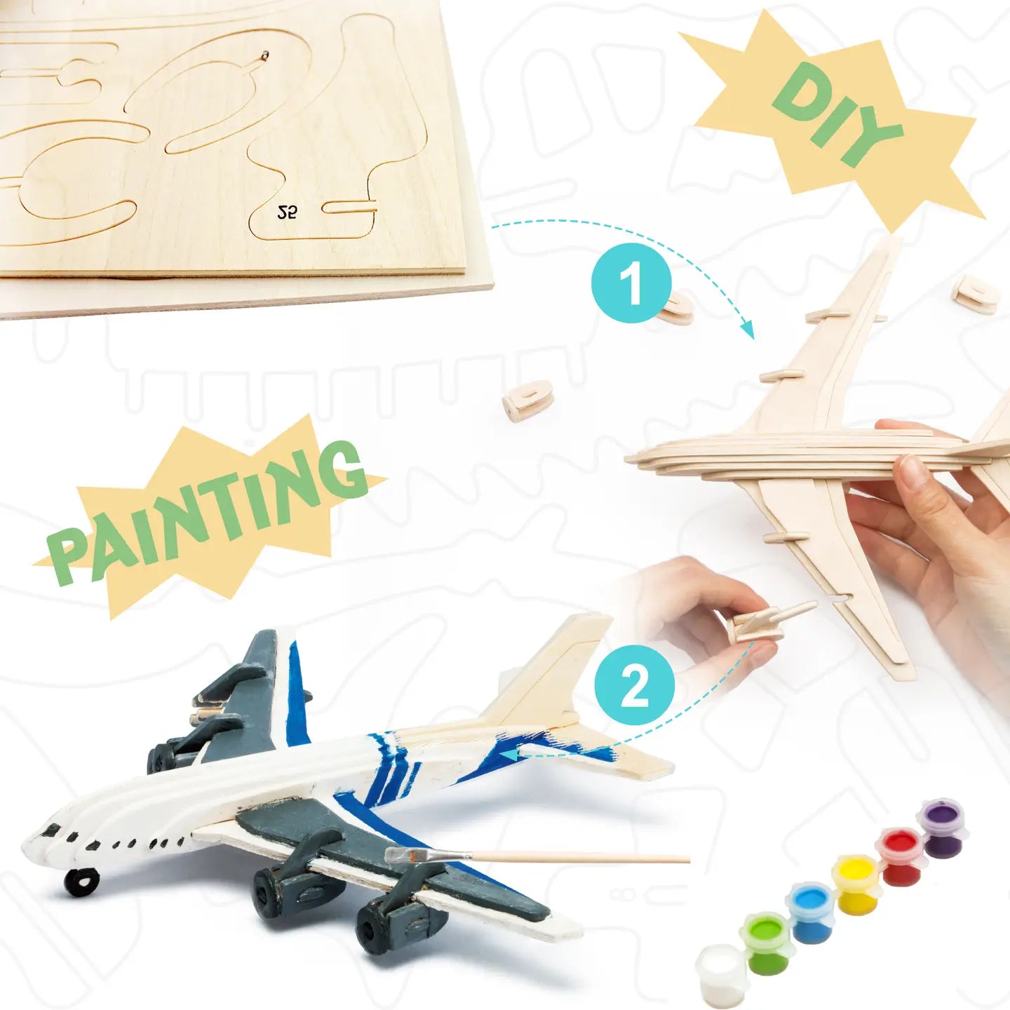 3D wooden puzzle,  Airplane