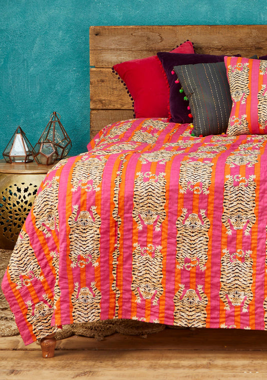 Tiger Stripe Kantha Sengetæppe, 200 X 230cm