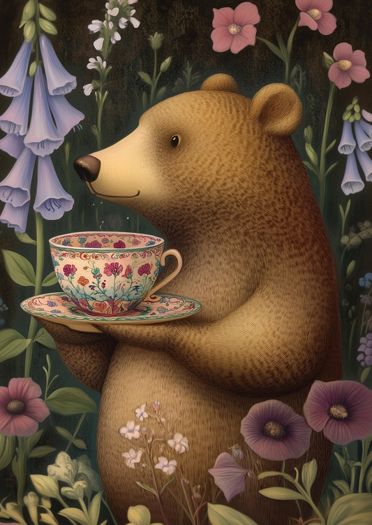 Postkort Animal Tea Time: Big Bear